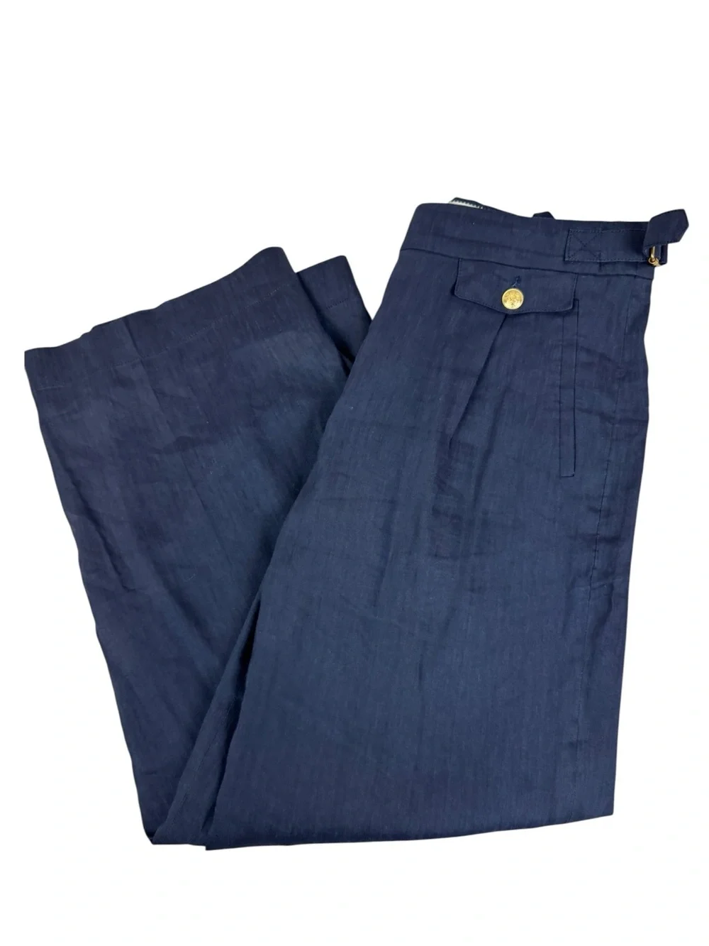 J Crew Side Tab Trouser in Italian Linen Blend sz 10 Navy